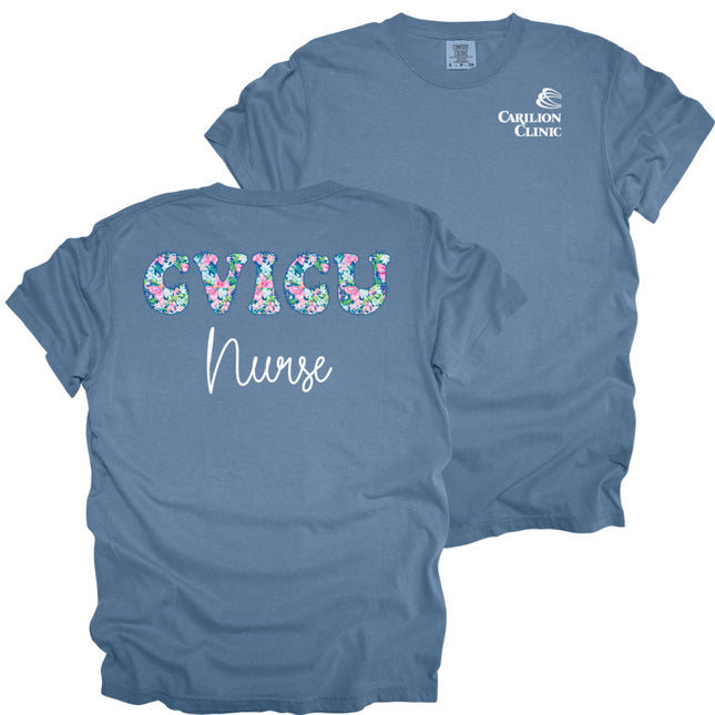 Spring Flowers Nurse with Department- Comfort Colors T-Shirt