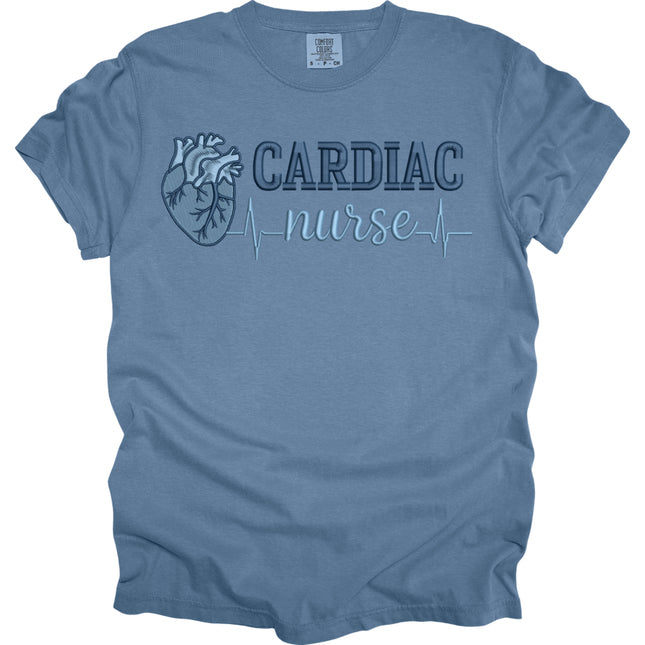 Faux Embroidery Cardiac Nurse - Comfort Colors T-Shirt
