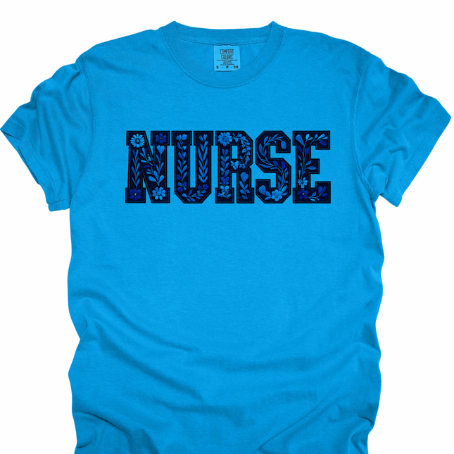 Blue Faux Embroidery with Speciality or Title - Comfort Colors T-Shirt