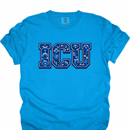 Blue Faux Embroidery with Speciality or Title - Comfort Colors T-Shirt