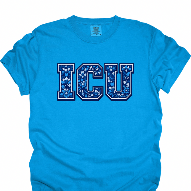 Blue Faux Embroidery with Speciality or Title - Comfort Colors T-Shirt