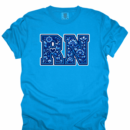 Blue Faux Embroidery with Speciality or Title - Comfort Colors T-Shirt