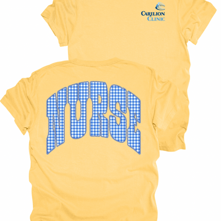 Carilion Clinic Gingham Nurse - Comfort Colors T-Shirt