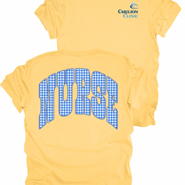Carilion Clinic Gingham Nurse - Comfort Colors T-Shirt