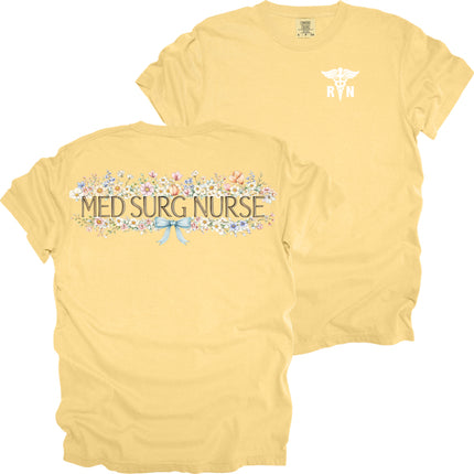 Spring Floral Nurse with RN Caduceus - Comfort Colors T-Shirt