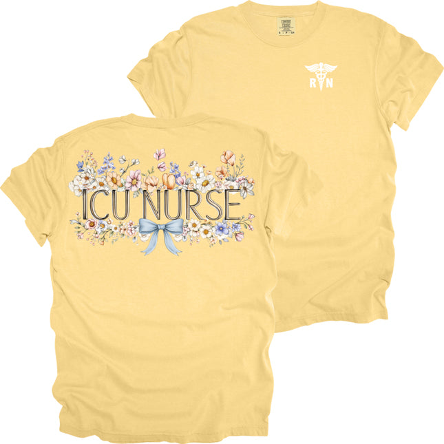 Spring Floral Nurse with RN Caduceus - Comfort Colors T-Shirt