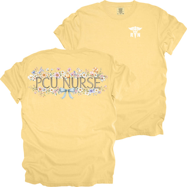 Spring Floral Nurse with RN Caduceus - Comfort Colors T-Shirt