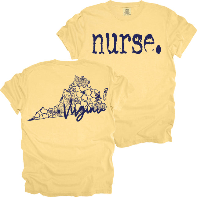 Typewriter Nurse with Virginia State on back - Comfort Colors