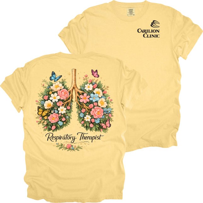 Carilion Clinic Floral Lungs Respiratory Therapy - Comfort Colors T-Shirt