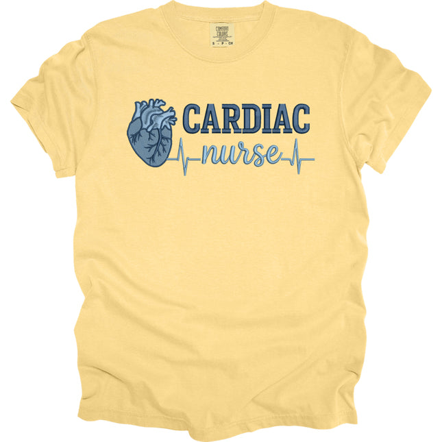 Faux Embroidery Cardiac Nurse - Comfort Colors T-Shirt