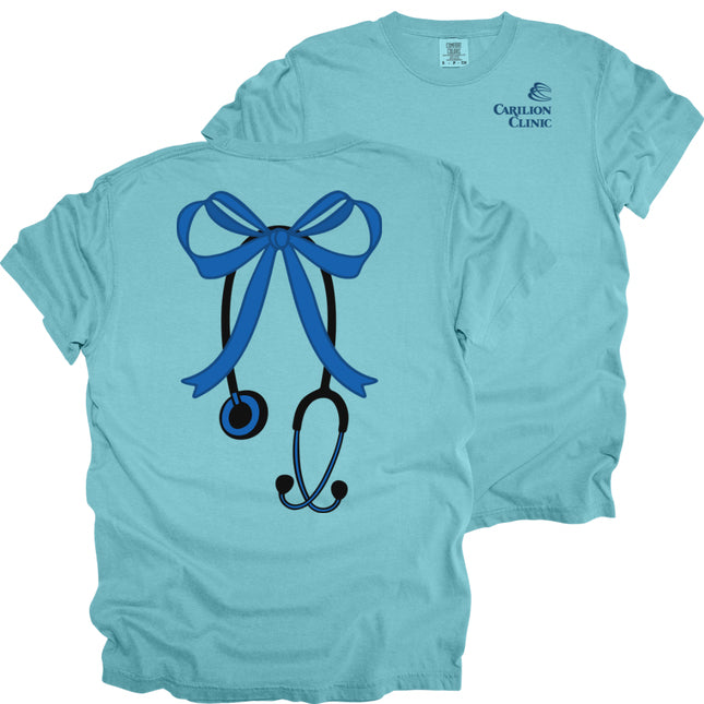 Carilion Clinic Large Pink Bow with Stethoscope - Comfort Colors