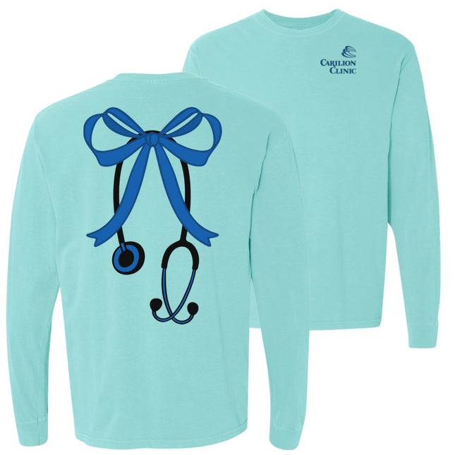 Carilion Clinic Large Pink Bow with Stethoscope - Comfort Colors