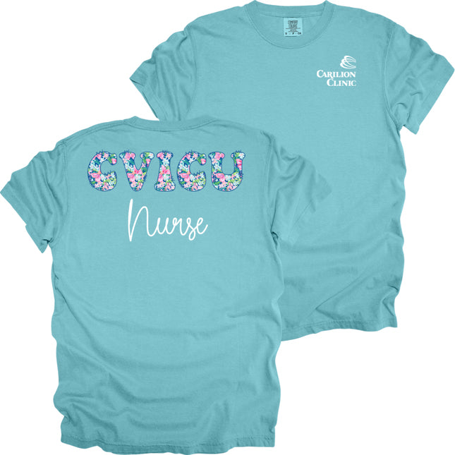 Spring Flowers Nurse with Department- Comfort Colors T-Shirt