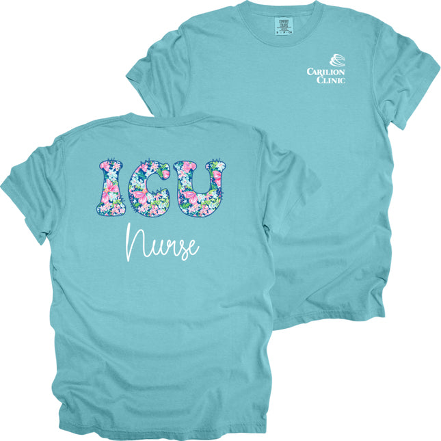 Spring Flowers Nurse with Department- Comfort Colors T-Shirt