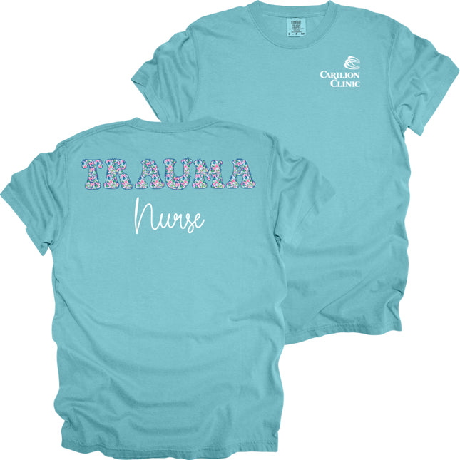 Spring Flowers Nurse with Department- Comfort Colors T-Shirt