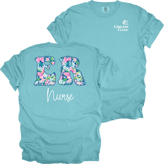 Spring Flowers Nurse with Department- Comfort Colors T-Shirt