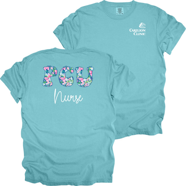 Spring Flowers Nurse with Department- Comfort Colors T-Shirt