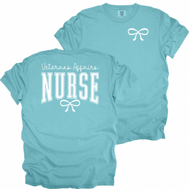 Veterans Affairs Bold Nurse with Bow - Comfort Colors T-Shirt