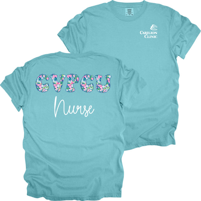 Spring Flowers Nurse with Department- Comfort Colors T-Shirt