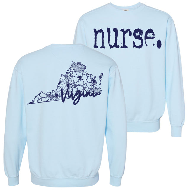 Typewriter Nurse with Virginia State on back - Comfort Colors