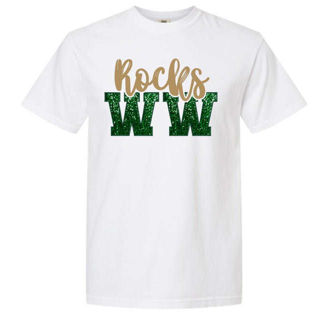 "WW" Green Glitter Letters
