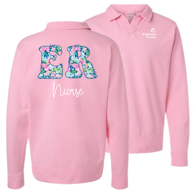 Spring Flowers Nurse with Department- Hanes Comfort Washed Sweatshirt