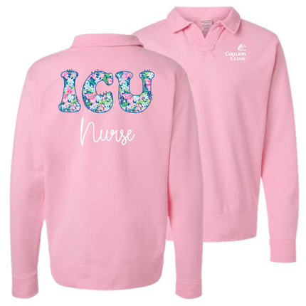 Spring Flowers Nurse with Department- Hanes Comfort Washed Sweatshirt