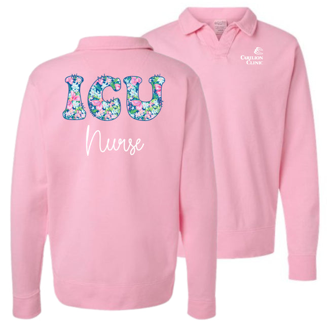Spring Flowers Nurse with Department- Hanes Comfort Washed Sweatshirt