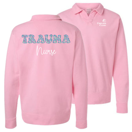 Spring Flowers Nurse with Department- Hanes Comfort Washed Sweatshirt