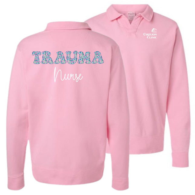 Spring Flowers Nurse with Department- Hanes Comfort Washed Sweatshirt