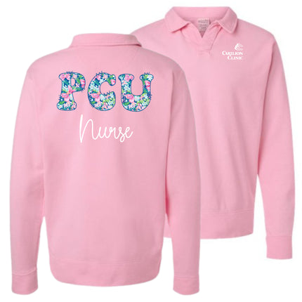 Spring Flowers Nurse with Department- Hanes Comfort Washed Sweatshirt