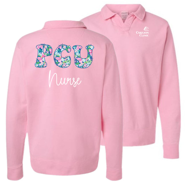 Spring Flowers Nurse with Department- Hanes Comfort Washed Sweatshirt
