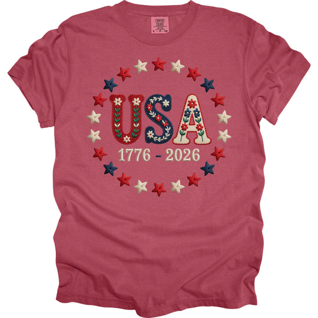 Faux Embroidery USA - Comfort Colors T-Shirt