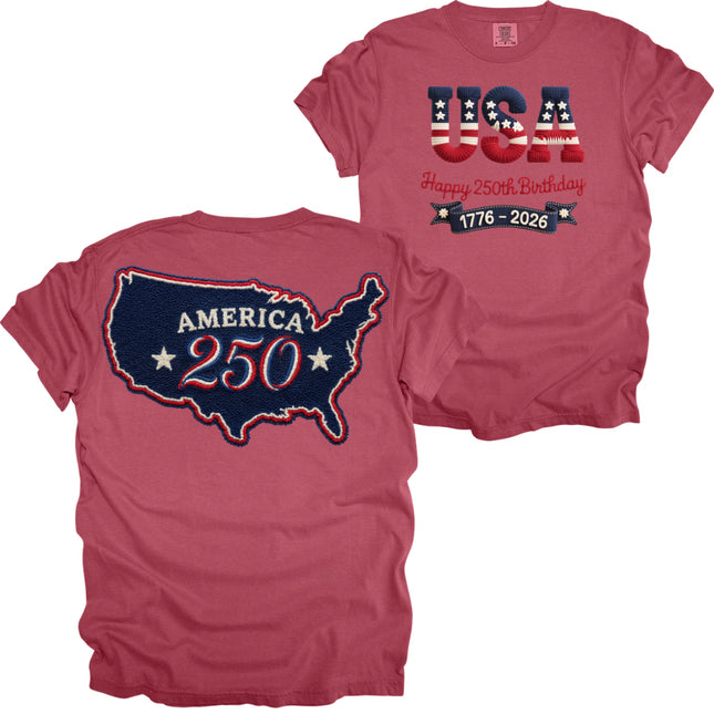 Two sided Red White Blue USA - Comfort Colors Apparel