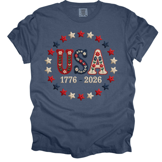 Faux Embroidery USA - Comfort Colors T-Shirt