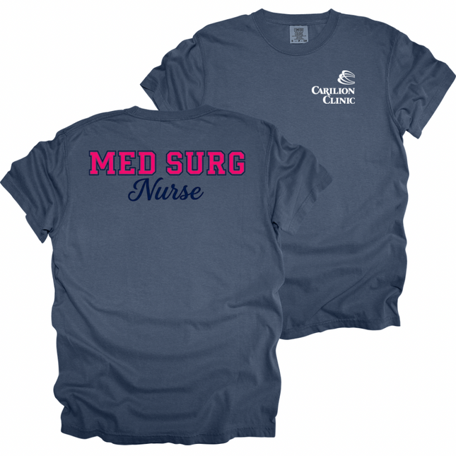 Carilion Clinic Varsity Hot Pink Departments- Comfort Colors T-Shirt