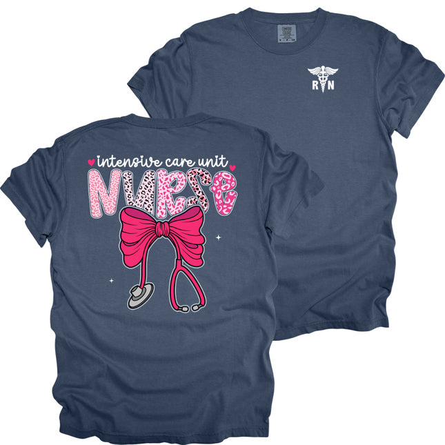Pink Leopard Nurse with RN Caduceus - Comfort Colors T-Shirt