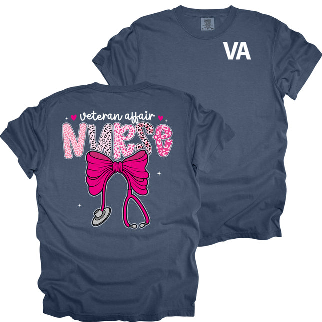 Veteran Affairs Pink Leopard Nurse - Comfort Colors T-Shirt