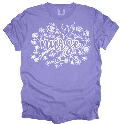 Floral Wildflower Nurse - Comfort Colors T-Shirt