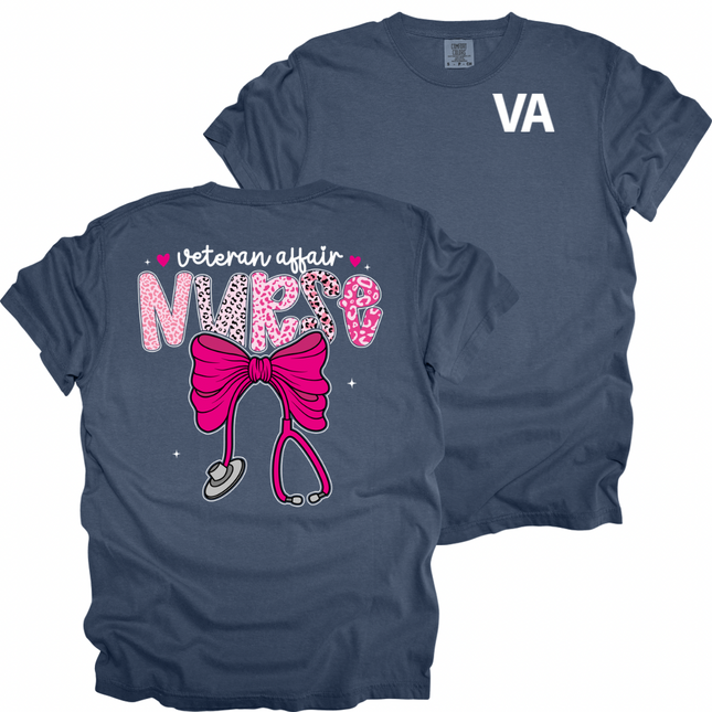 Veteran Affairs Pink Leopard Nurse - Comfort Colors T-Shirt