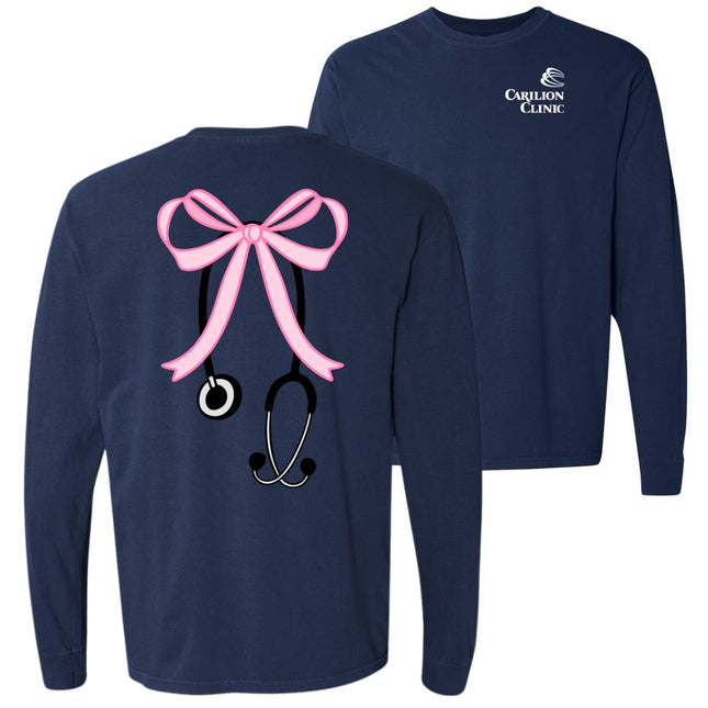 Carilion Clinic Large Pink Bow with Stethoscope - Comfort Colors