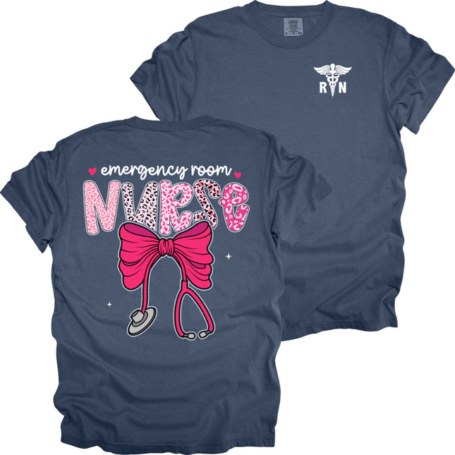 Pink Leopard Nurse with RN Caduceus - Comfort Colors T-Shirt