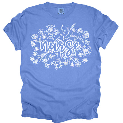Floral Wildflower Nurse - Comfort Colors T-Shirt