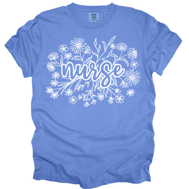 Floral Wildflower Nurse - Comfort Colors T-Shirt