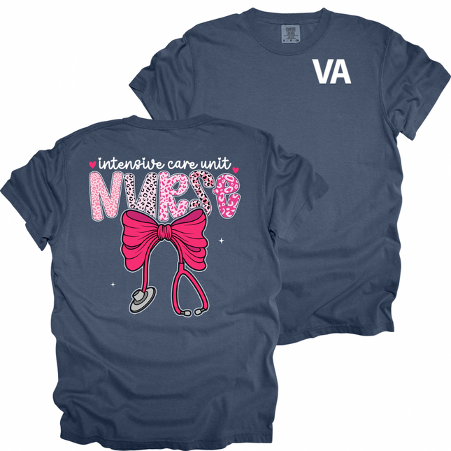 Veteran Affairs Pink Leopard Nurse - Comfort Colors T-Shirt