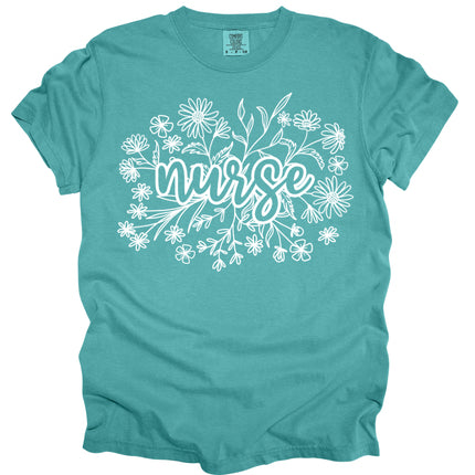 Floral Wildflower Nurse - Comfort Colors T-Shirt