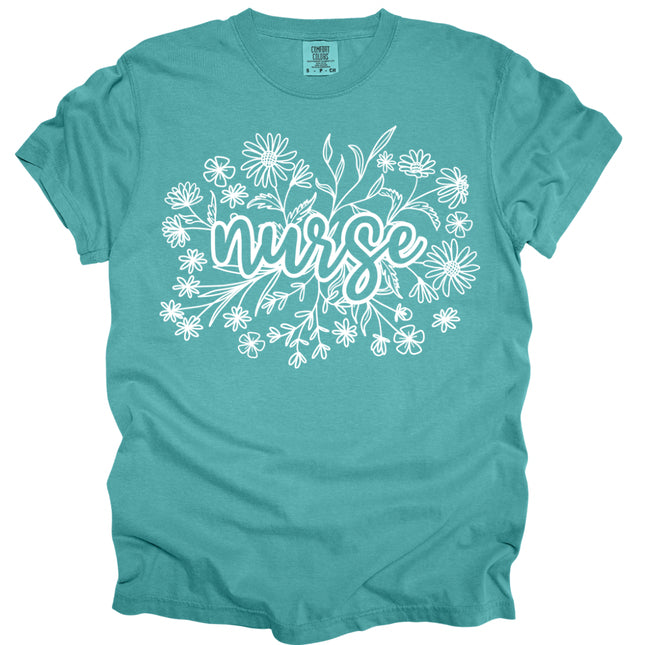 Floral Wildflower Nurse - Comfort Colors T-Shirt