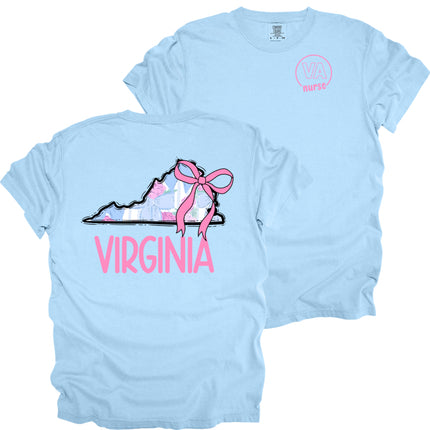VA Nurse Pocket with Pastel State on Back- Comfort Colors T-Shirt