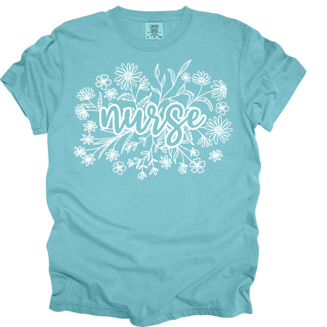 Floral Wildflower Nurse - Comfort Colors T-Shirt