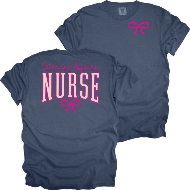 Veterans Affairs Bold Nurse with Bow - Comfort Colors T-Shirt